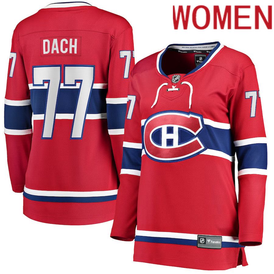 Women Montreal Canadiens #77 Kirby Dach Fanatics Branded Red Home Breakaway Player NHL Jersey